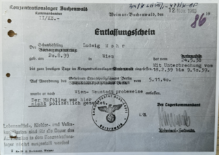 Entlassungsschein von Ludwig Mohr aus dem KZ Buchenwald